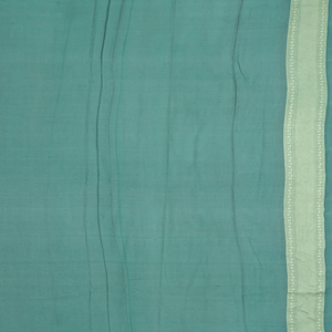 Blue Handloom Rangkat Khaddi Georgette Saree With Chevron Motifs-Blue