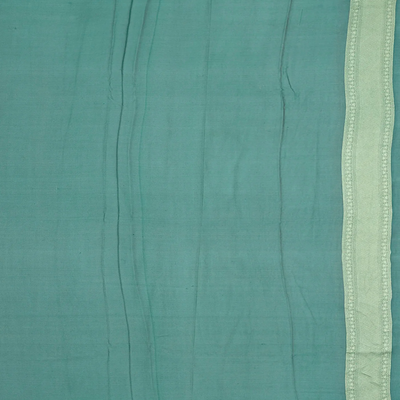 Blue Handloom Rangkat Khaddi Georgette Saree With Chevron Motifs-Blue
