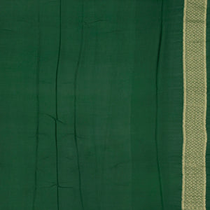 Bottle Green Handloom Banarasi Khaddi Georgette Saree With Meena Floral Motifs-Bottle Green