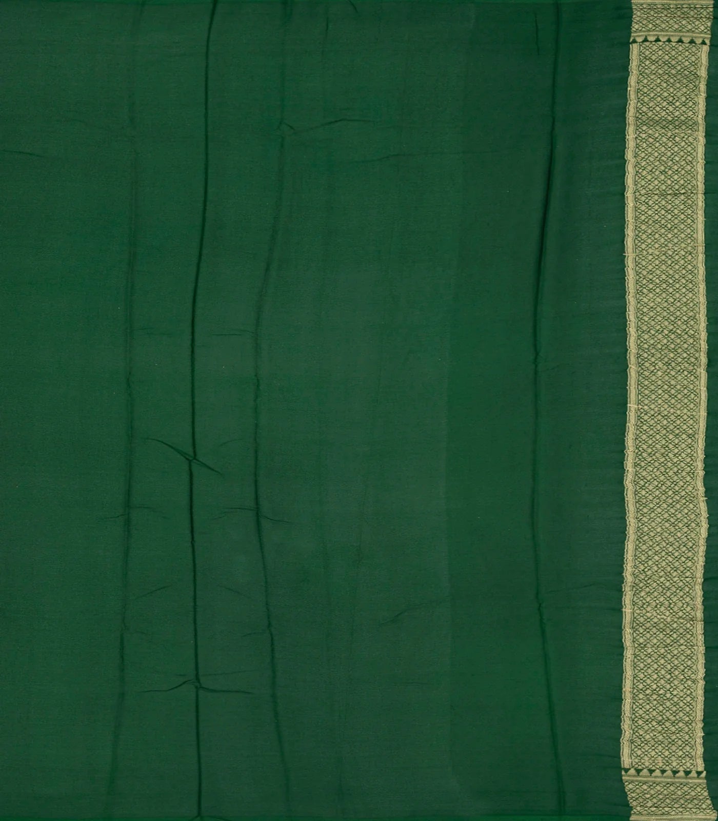 Bottle Green Handloom Banarasi Khaddi Georgette Saree With Meena Floral Motifs-Bottle Green