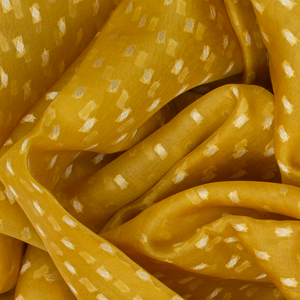 Mustard Handwoven Banarasi Organza Saree With Diamond Buttas-Mustard