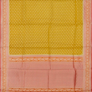 Mustard Handwoven Banarasi Organza Saree With Diamond Buttas-Mustard