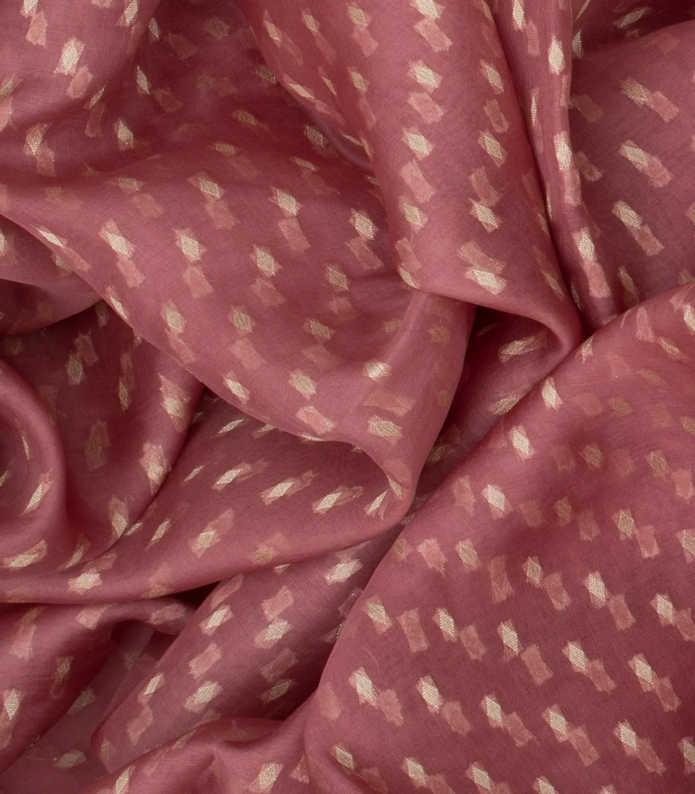 Dusty Pink Handwoven Banarasi Organza Saree With Diamond Buttas-Dusty Pink