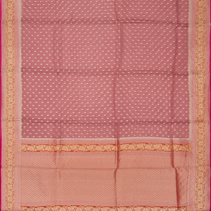 Dusty Pink Handwoven Banarasi Organza Saree With Diamond Buttas-Dusty Pink