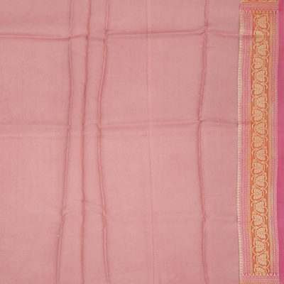 Dusty Pink Handwoven Banarasi Organza Saree With Diamond Buttas-Dusty Pink