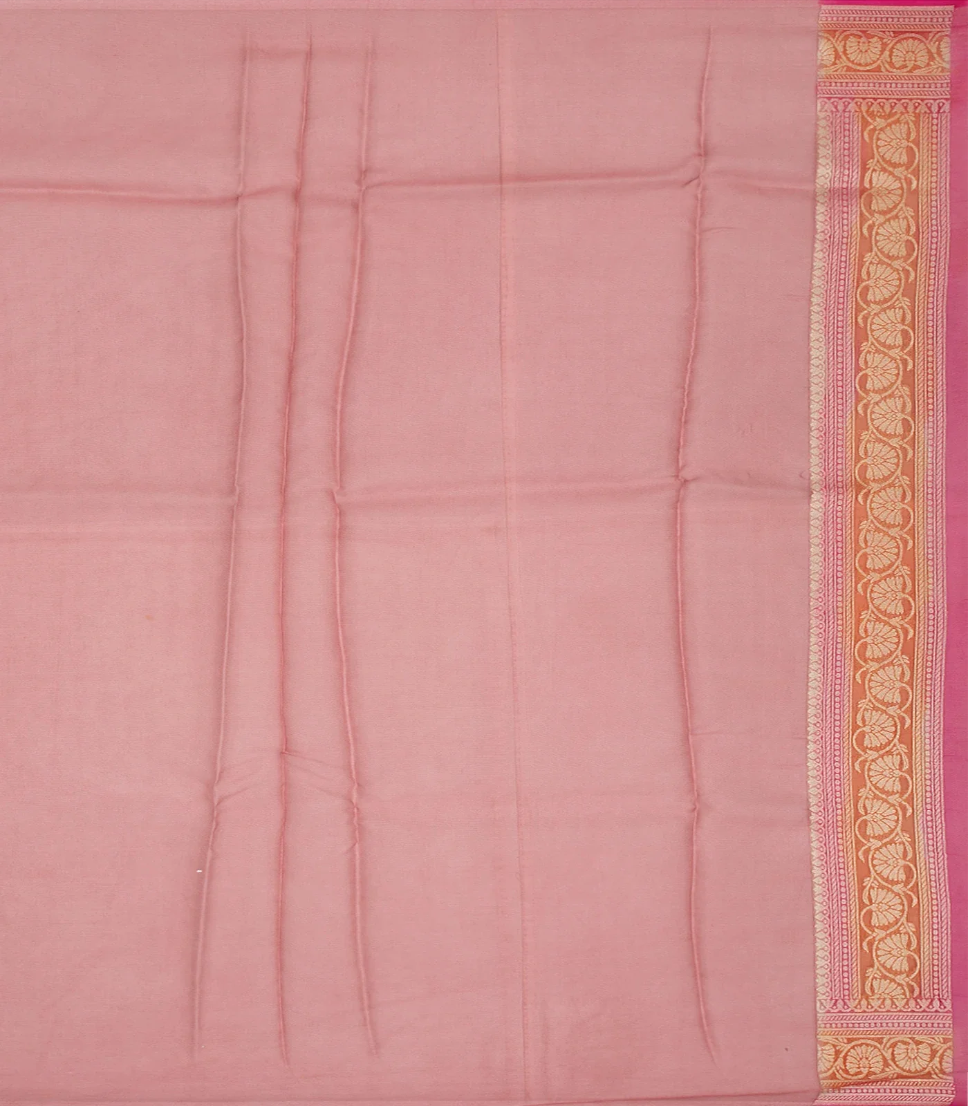 Dusty Pink Handwoven Banarasi Organza Saree With Diamond Buttas-Dusty Pink