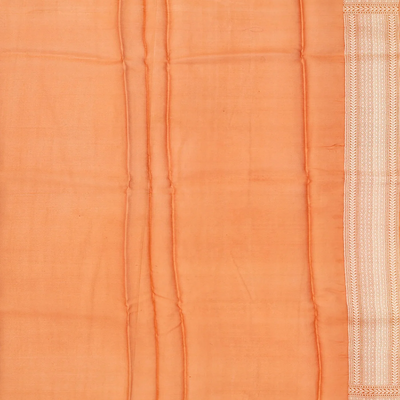 Orange Handwoven Banarasi Organza Rangkat Saree With Floral Vine Motifs-Orange