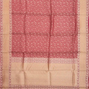 Crimson Handwoven Banarasi Organza Saree With Leaf Motifs-Crimson