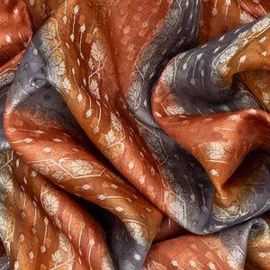 Orange Handwoven Banarasi Organza Rangkat Saree With Floral Motifs-Orange