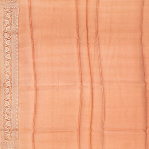 Orange Handwoven Banarasi Organza Rangkat Saree With Floral Motifs-Orange