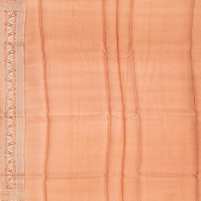 Orange Handwoven Banarasi Organza Rangkat Saree With Floral Motifs-Orange
