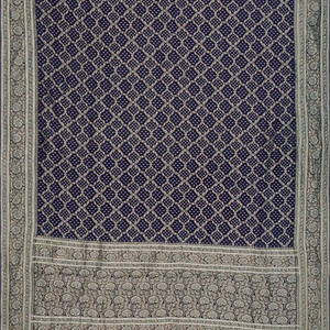 Navy Blue Banarasi Khaddi Georgette Saree With Jaal Motifs-Navy Blue