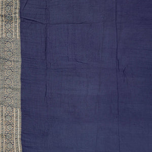 Navy Blue Banarasi Khaddi Georgette Saree With Jaal Motifs-Navy Blue