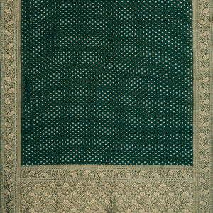 Sea Green Banarasi Khaddi Georgette Saree With Floral Motifs-Sea Green