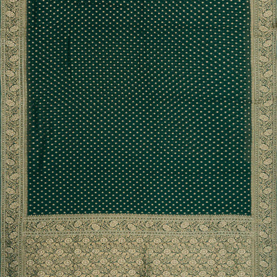 Sea Green Banarasi Khaddi Georgette Saree With Floral Motifs-Sea Green