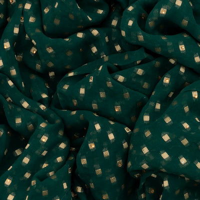 Sea Green Banarasi Khaddi Georgette Saree With Floral Motifs-Sea Green