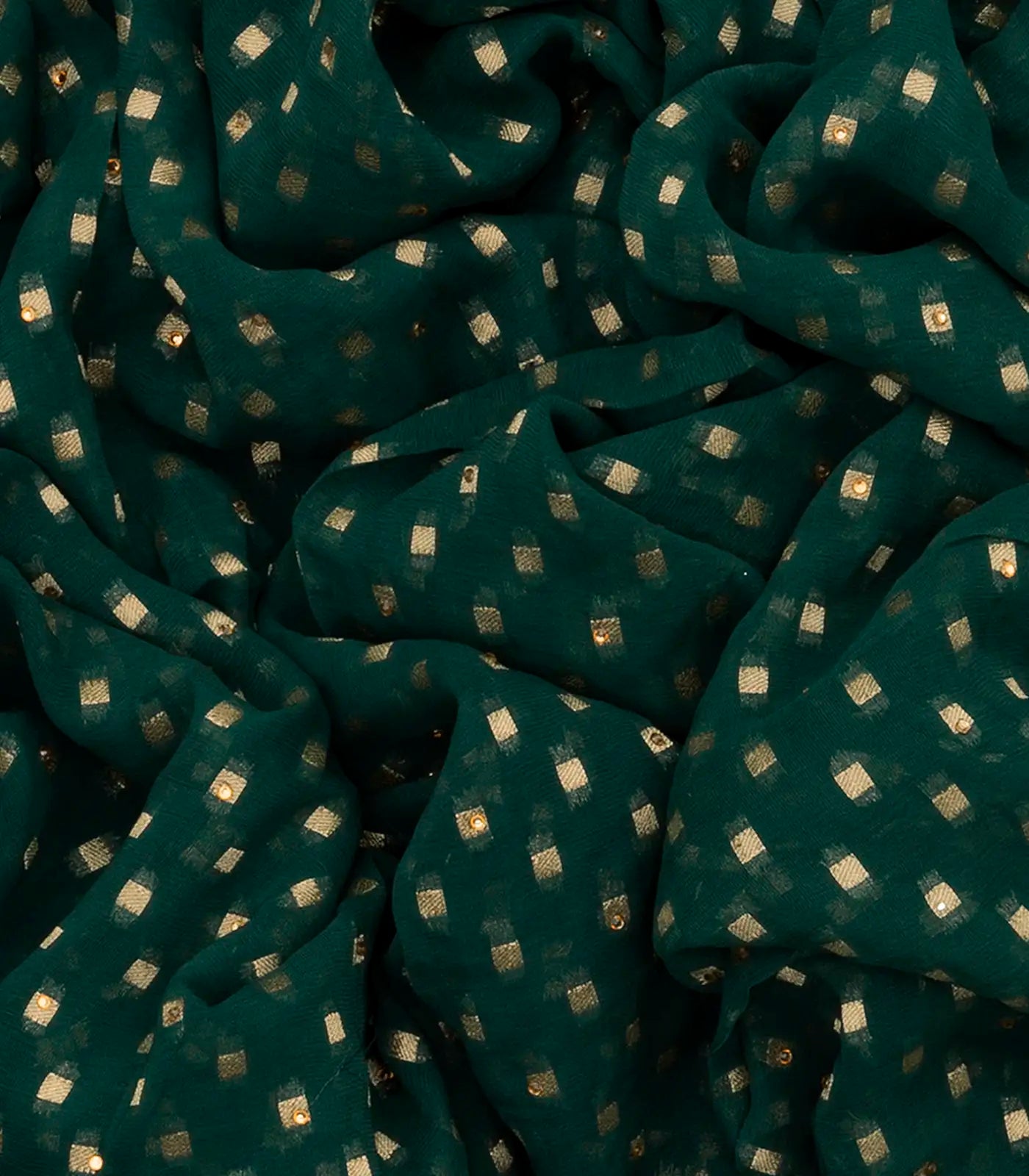 Sea Green Banarasi Khaddi Georgette Saree With Floral Motifs-Sea Green