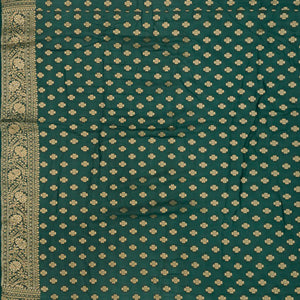 Sea Green Banarasi Khaddi Georgette Saree With Floral Motifs-Sea Green