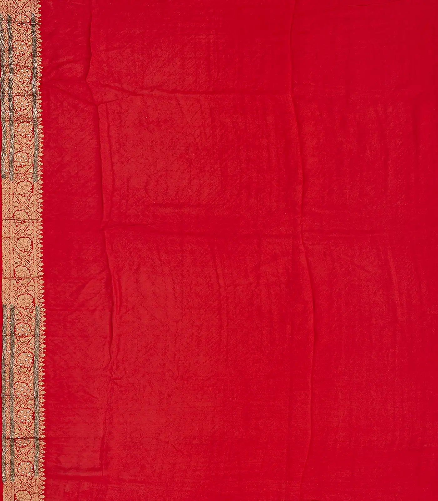 Beige Banarasi Khaddi Georgette Saree With Chevron Motifs-Beige