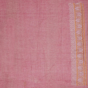 Dusty Pink Handloom Banarasi Jamdani Saree With Floral Motifs-Dusty Pink