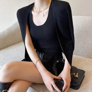 Saira Statement Tops with Cape Style Sweater