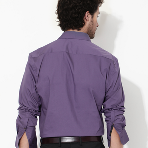 Rare Rabbit Men's Benedict Dusky Purple Cotton Poly Elastane Blend Fabric Full Sleeve Solid Formal Shirt