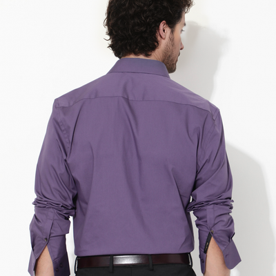 Rare Rabbit Men's Benedict Dusky Purple Cotton Poly Elastane Blend Fabric Full Sleeve Solid Formal Shirt