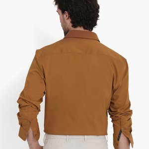 Rare Rabbit Men's Benedict Mustard Cotton Poly Elastane Blend Fabric Full Sleeve Solid Formal Shirt