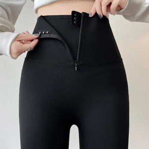 Martha Slimming Premium Fleece Leggings with Buttons