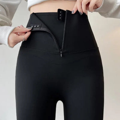 Martha Slimming Premium Fleece Leggings with Buttons