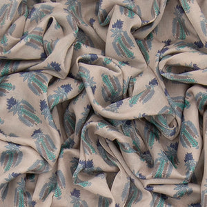 Beige Handwoven Bengal Cotton Saree WIth Flower Motifs & Black border-Beige