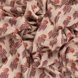 Off White Handwoven Bengal Cotton Saree With Flower Motifs & Contrast Peach Border & Pallu-Off White