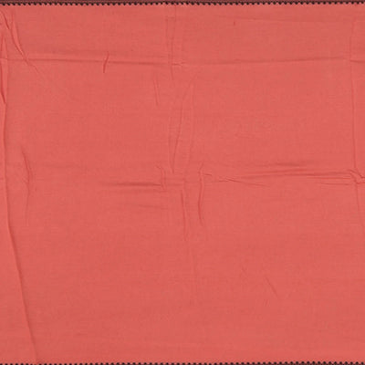 Off White Handwoven Bengal Cotton Saree With Flower Motifs & Contrast Peach Border & Pallu-Off White