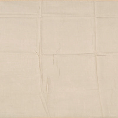 Beige Handwoven Bengal Cotton Saree With Flower Motifs & Diamond Chevron Motifs in Border-Beige