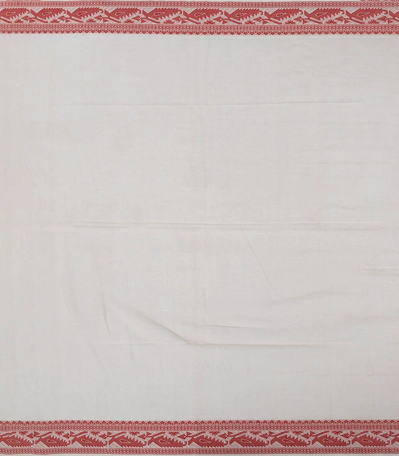 Off White Handloom Bengal Cotton Saree With Floral Motifs-Off White