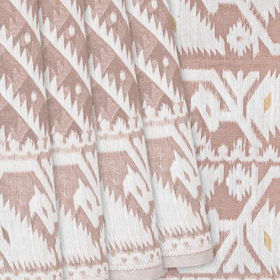 Taupe Bengal Cotton Saree with Stripes-Taupe
