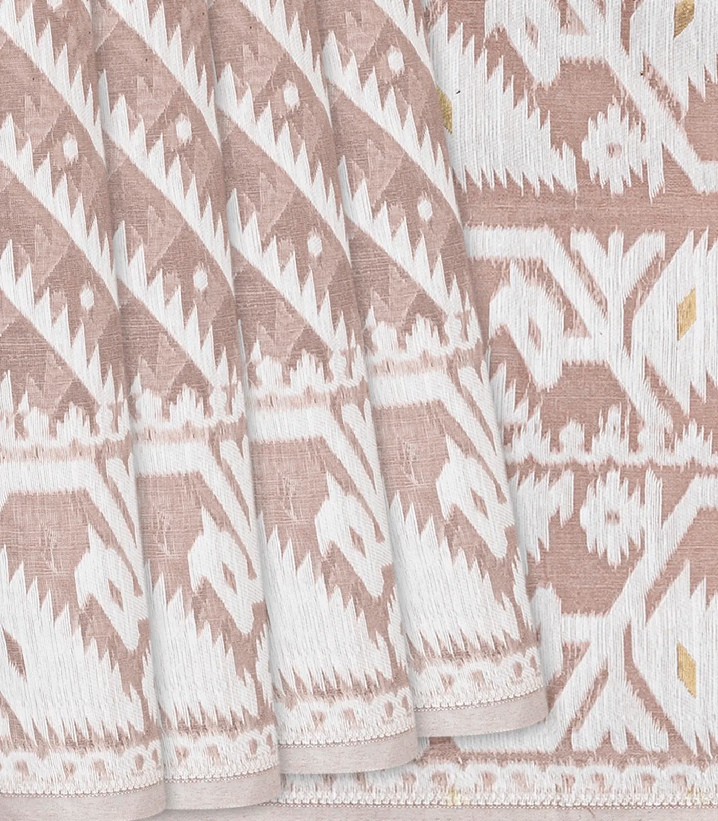 Taupe Bengal Cotton Saree with Stripes-Taupe