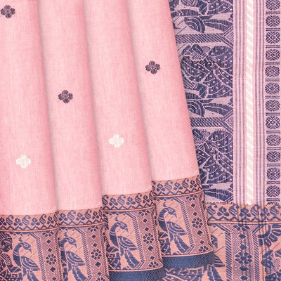 Lilac Bengal Cotton Saree With Floral Butta-Lilac