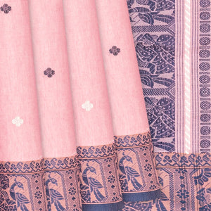 Lilac Bengal Cotton Saree With Floral Butta-Lilac