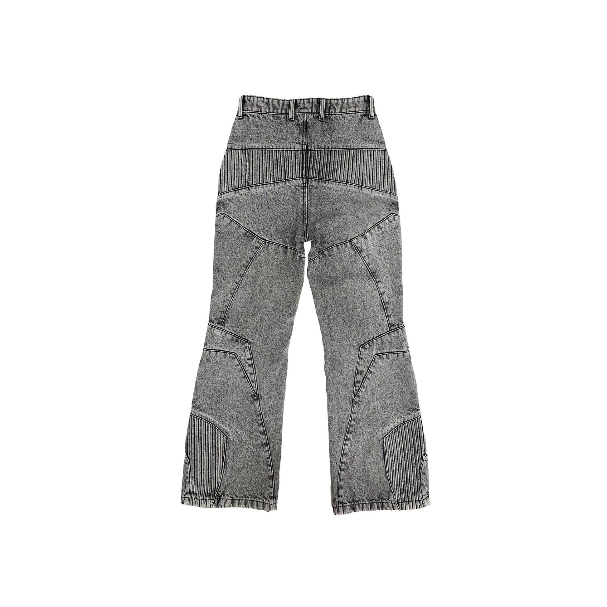 BIKER DENIM PANTS - LIGHT GREY