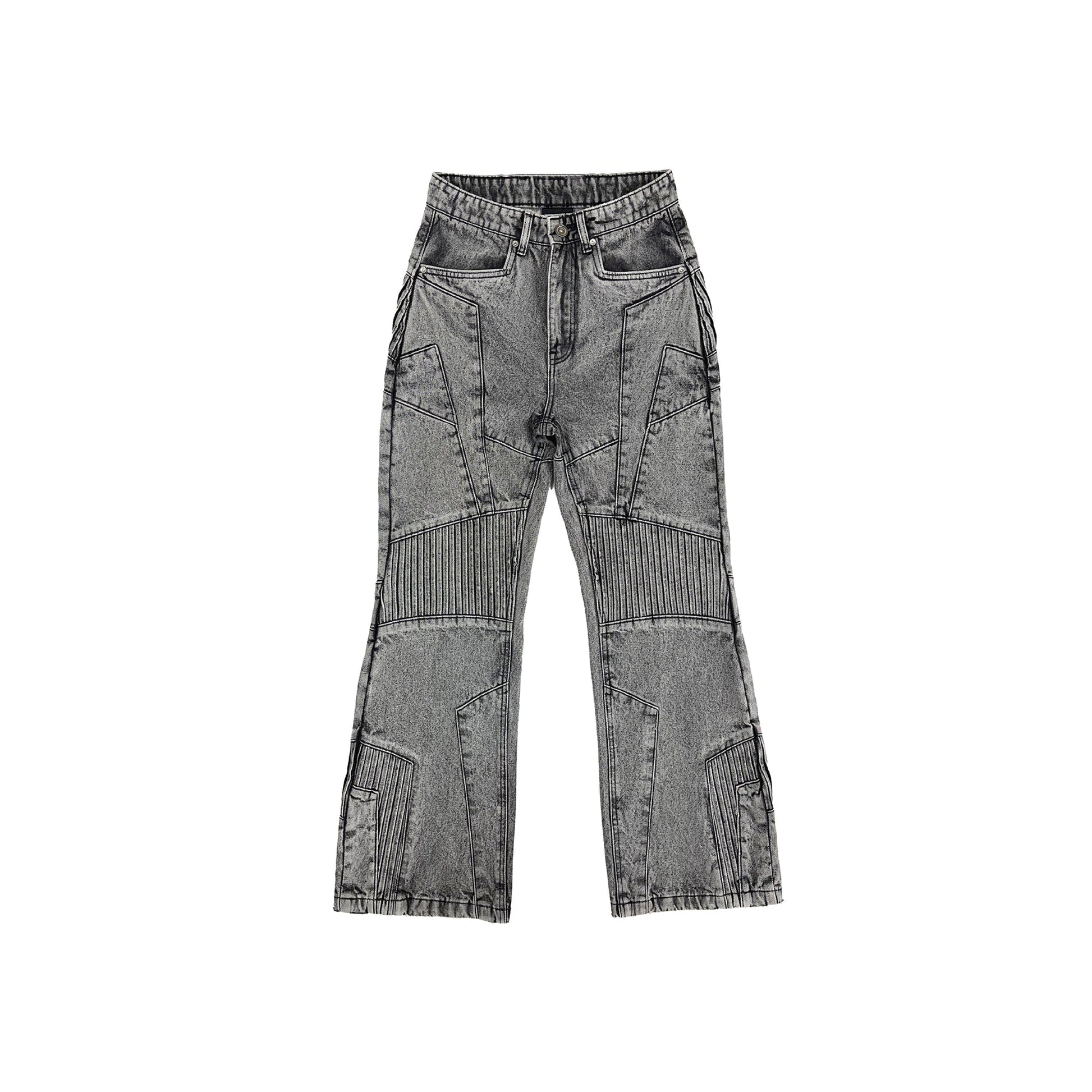BIKER DENIM PANTS - LIGHT GREY
