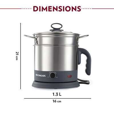 Borosil Quick Multi Kettle, 1.3L