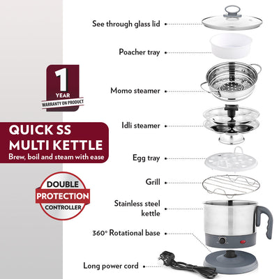 Borosil Quick Multi Kettle, 1.3L