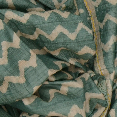 Steel Blue Embroidered Tussar Silk Saree With Chevron Motifs-Steel Blue