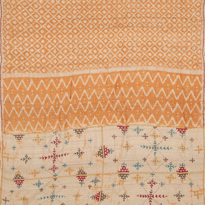 Sandal Embroidered Tussar Silk Saree With Diamond Motifs-Sandal