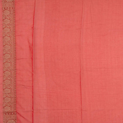 Yellow Banarasi Woven Khaddi Georgette Saree With Floral Motifs & Red Border-Yellow