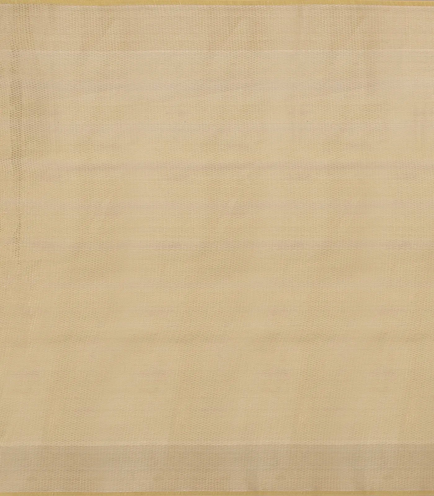 Cream Woven Blended Linen Saree With Floral Butta & Zari Border-Cream