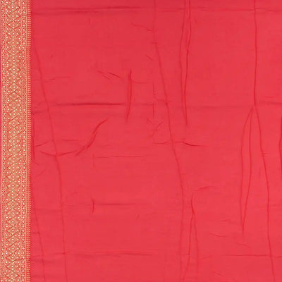 Peach Banarasi Woven Blended Silk Saree With Floral Vine Motifs-Peach