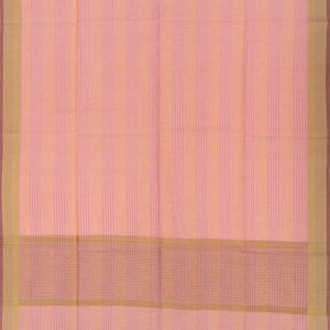 Orange Woven Blended Cotton Saree With Stripes-Orange