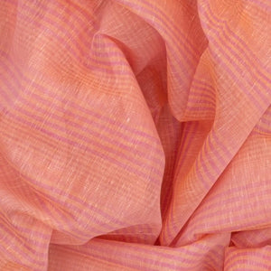 Orange Woven Blended Cotton Saree With Stripes-Orange